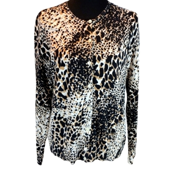 Croft & Barrow Animal Print Cardigan Sweater - Picture 2 of 5